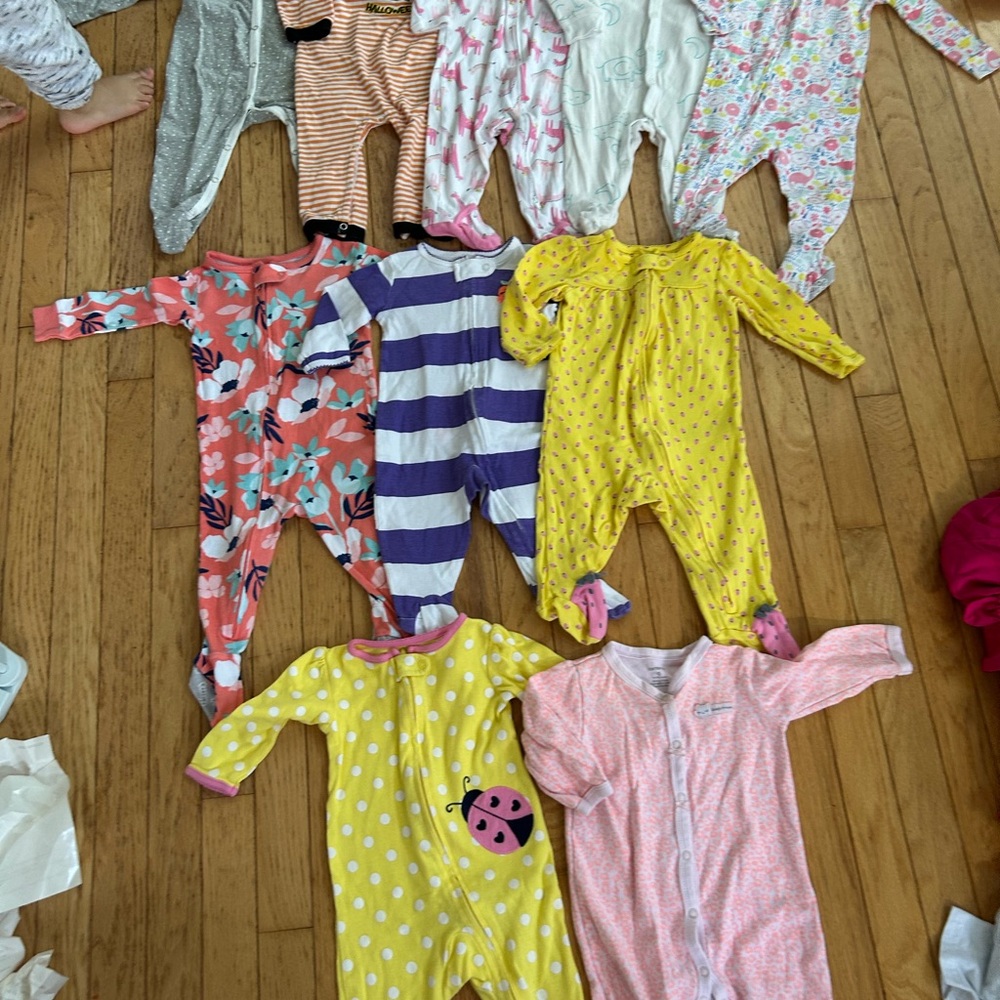Carter's Yellow and Pink Polka Dot Footie with Ladybug